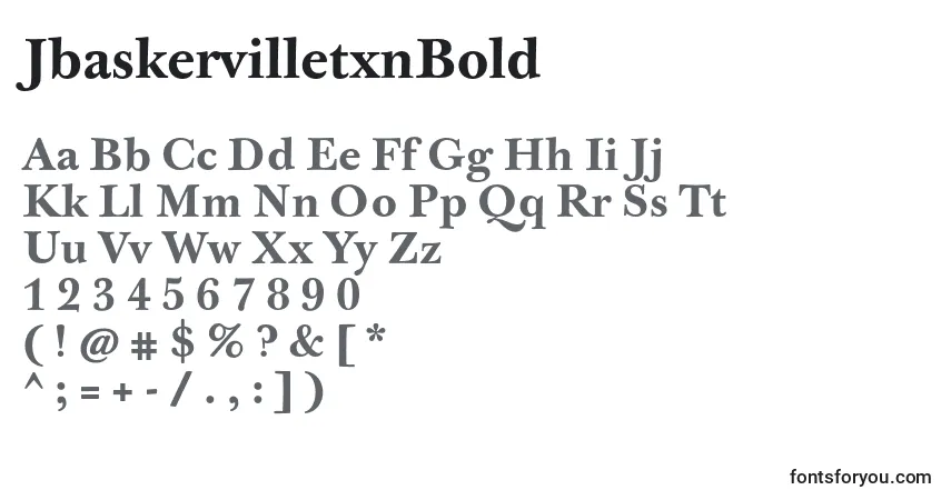 A fonte JbaskervilletxnBold – alfabeto, números, caracteres especiais