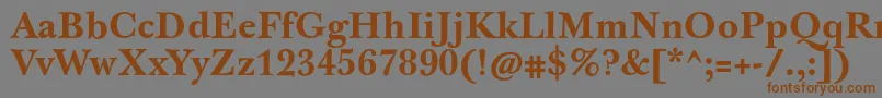 フォントJbaskervilletxnBold – 茶色の文字が灰色の背景にあります。