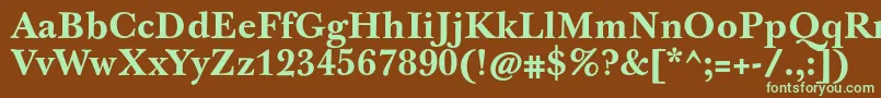 フォントJbaskervilletxnBold – 緑色の文字が茶色の背景にあります。