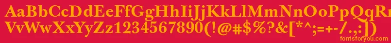 フォントJbaskervilletxnBold – 赤い背景にオレンジの文字