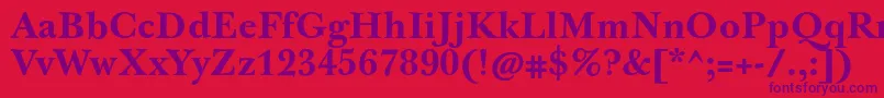 フォントJbaskervilletxnBold – 赤い背景に紫のフォント