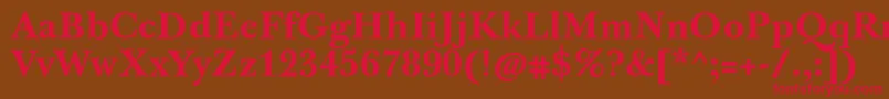JbaskervilletxnBold-Schriftart – Rote Schriften auf braunem Hintergrund