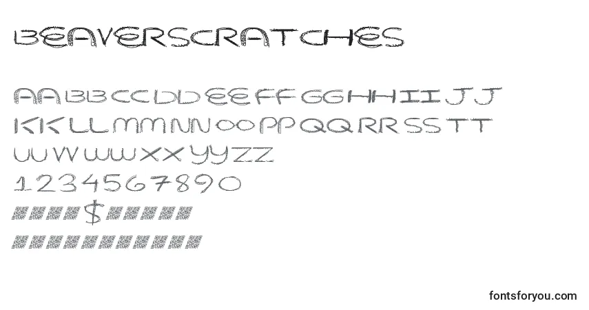 Schriftart Beaverscratches – Alphabet, Zahlen, spezielle Symbole