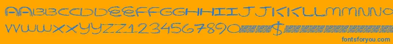 Beaverscratches-Schriftart – Blaue Schriften auf orangefarbenem Hintergrund