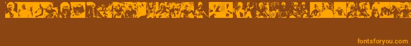 BruceLee-Schriftart – Orangefarbene Schriften auf braunem Hintergrund