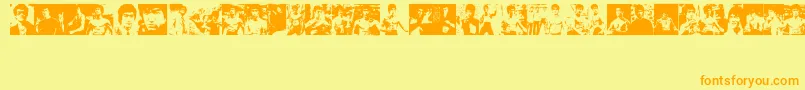 BruceLee-Schriftart – Orangefarbene Schriften auf gelbem Hintergrund