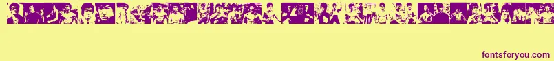 BruceLee-Schriftart – Violette Schriften auf gelbem Hintergrund