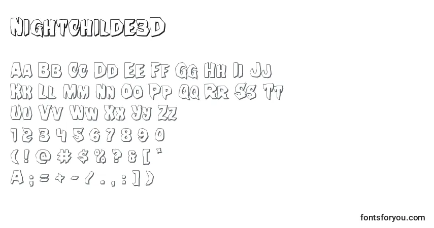 Nightchilde3Dフォント–アルファベット、数字、特殊文字
