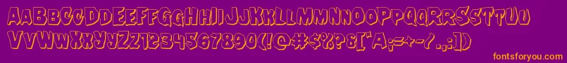 Nightchilde3D-Schriftart – Orangefarbene Schriften auf violettem Hintergrund