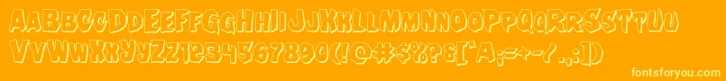 Nightchilde3D-Schriftart – Gelbe Schriften auf orangefarbenem Hintergrund