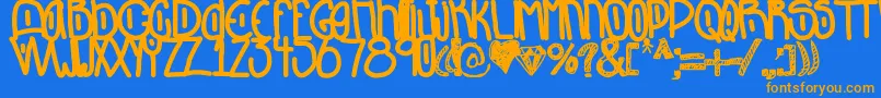 Dontlookback Font – Orange Fonts on Blue Background