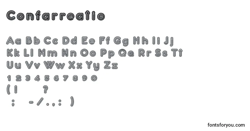 Czcionka Confarreatio – alfabet, cyfry, specjalne znaki