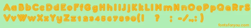 Confarreatio-Schriftart – Orangefarbene Schriften auf grünem Hintergrund