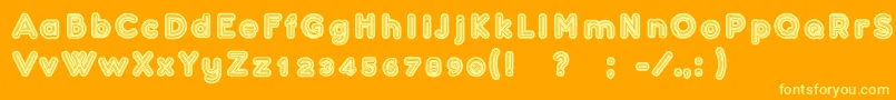 Confarreatio-Schriftart – Gelbe Schriften auf orangefarbenem Hintergrund
