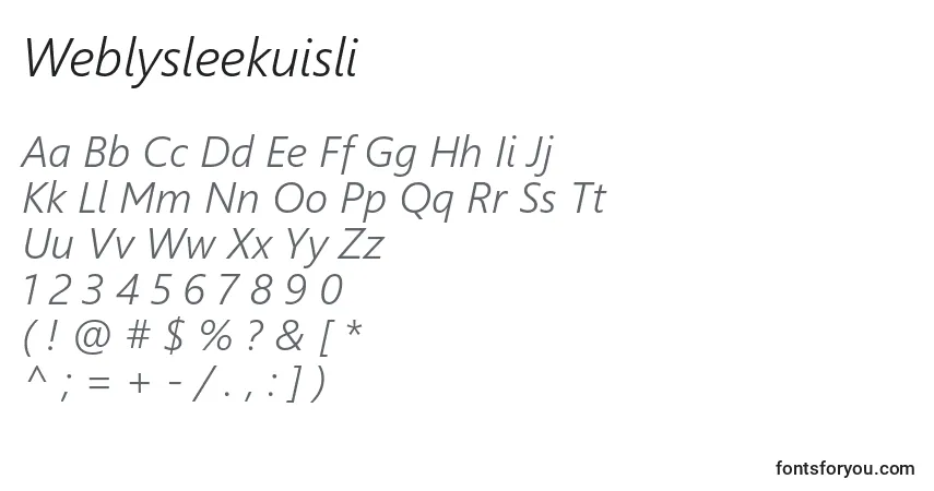 A fonte Weblysleekuisli – alfabeto, números, caracteres especiais