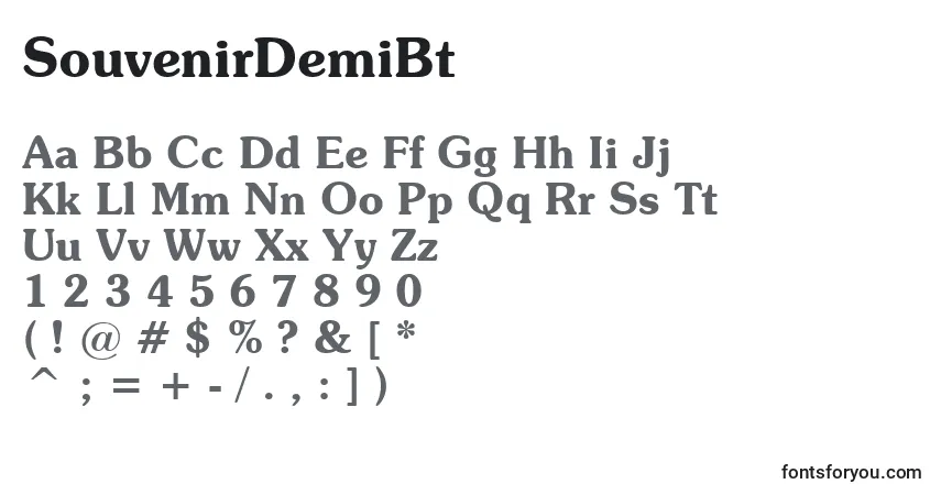 SouvenirDemiBt-fontti – aakkoset, numerot, erikoismerkit