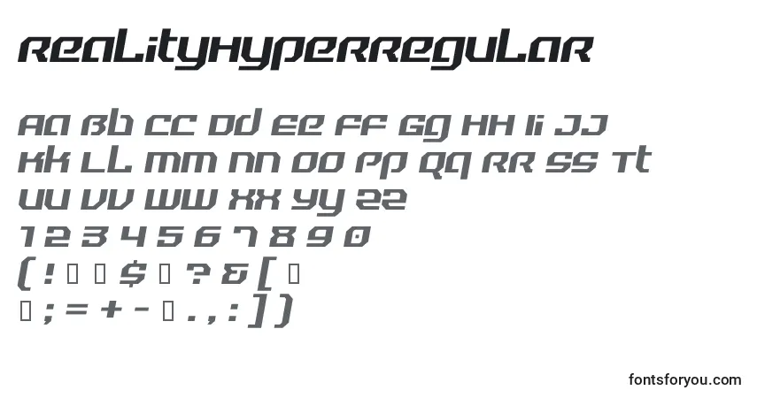 Schriftart RealityHyperRegular – Alphabet, Zahlen, spezielle Symbole