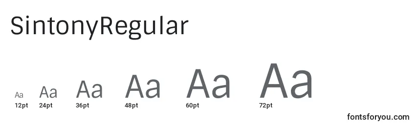 Размеры шрифта SintonyRegular