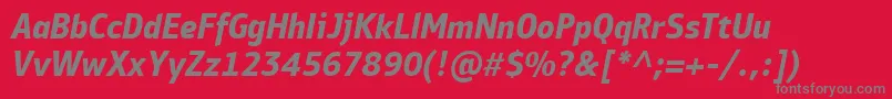 フォントPfbulletinsansproBolditalic – 赤い背景に灰色の文字