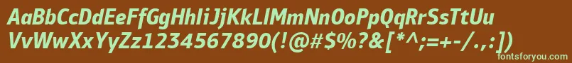 PfbulletinsansproBolditalic-fontti – vihreät fontit ruskealla taustalla