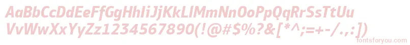 フォントPfbulletinsansproBolditalic – 白い背景にピンクのフォント
