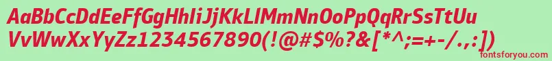Шрифт PfbulletinsansproBolditalic – красные шрифты на зелёном фоне