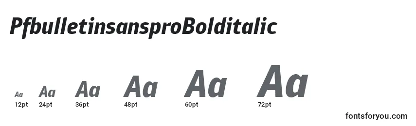 Размеры шрифта PfbulletinsansproBolditalic
