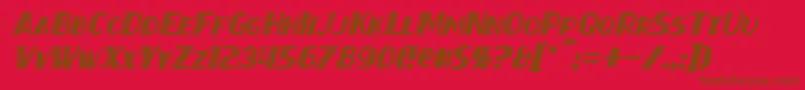 Czcionka ThirtySevenItalic – brązowe czcionki na czerwonym tle