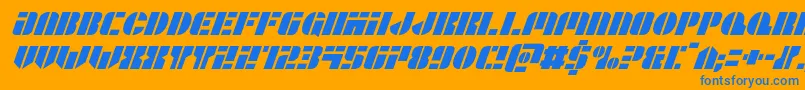 Leaguewarsital Font – Blue Fonts on Orange Background