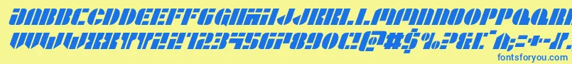 Leaguewarsital Font – Blue Fonts on Yellow Background