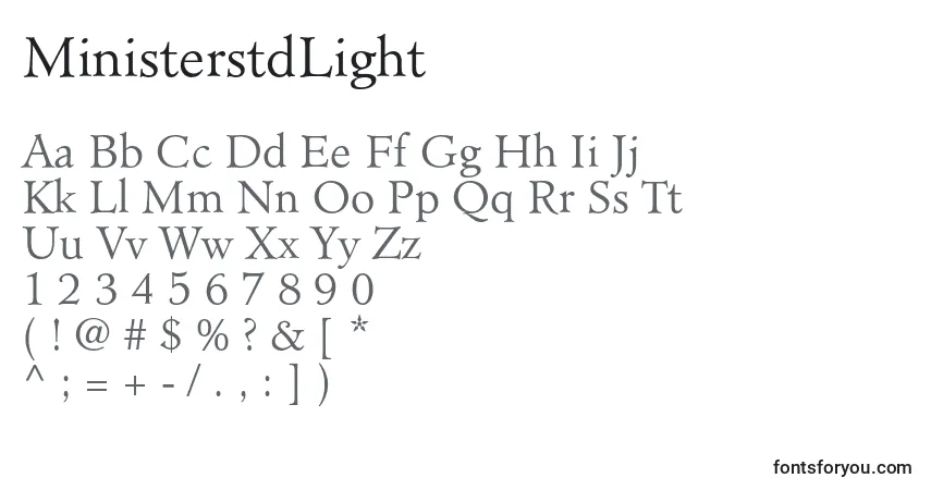 Schriftart MinisterstdLight – Alphabet, Zahlen, spezielle Symbole