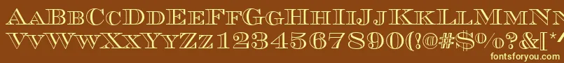 MauriceRegular-fontti – keltaiset fontit ruskealla taustalla