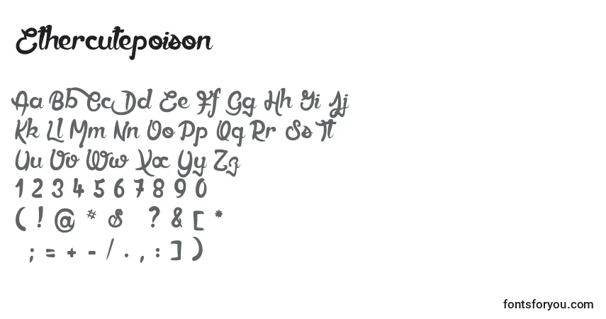 Schriftart Ethercutepoison – Alphabet, Zahlen, spezielle Symbole