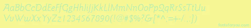 ItcGoudySansLtBookItalic Font – Green Fonts on Yellow Background