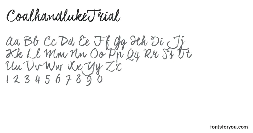 A fonte CoalhandlukeTrial (30144) – alfabeto, números, caracteres especiais