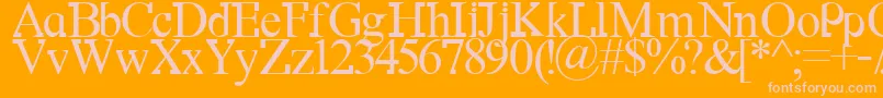 Df667NewKinder-fontti – vaaleanpunaiset fontit oranssilla taustalla
