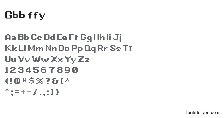 Schriftart Gbb ffy – Alphabet, Zahlen, spezielle Symbole