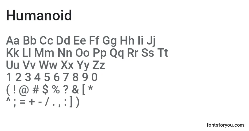 Humanoid Font – alphabet, numbers, special characters