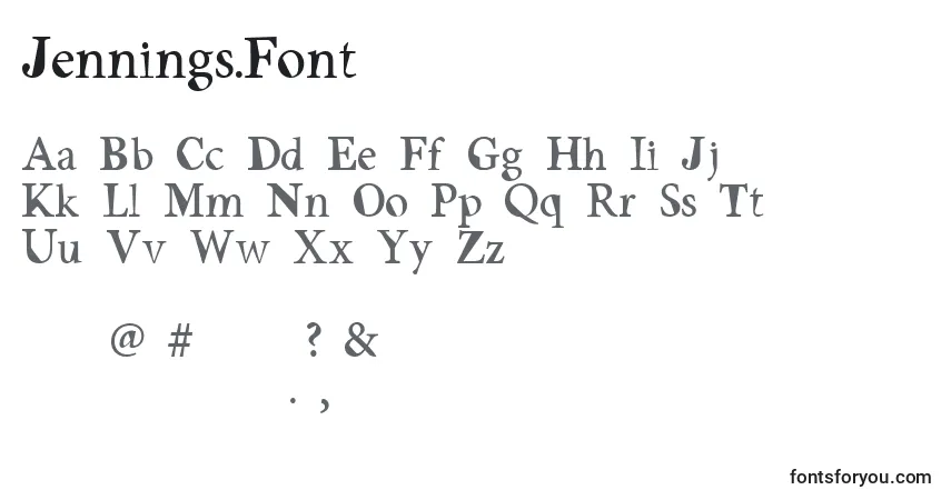 A fonte Jennings.Font – alfabeto, números, caracteres especiais