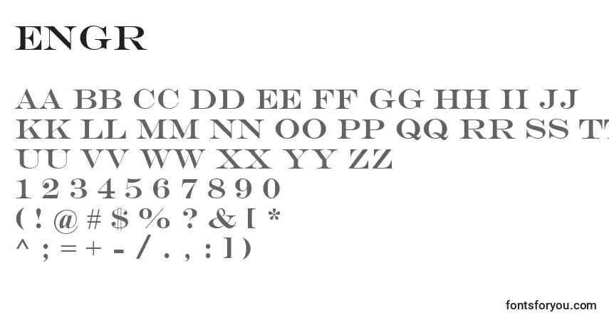 Шрифт Engr – алфавит, цифры, специальные символы