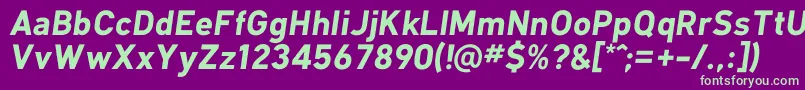 KlimaBoldItalic Font – Green Fonts on Purple Background