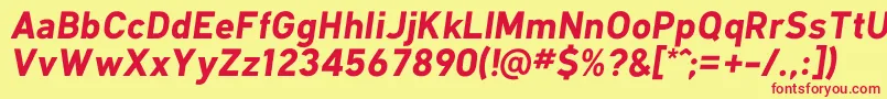 KlimaBoldItalic Font – Red Fonts on Yellow Background