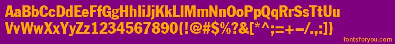 Fagotcondensed-Schriftart – Orangefarbene Schriften auf violettem Hintergrund