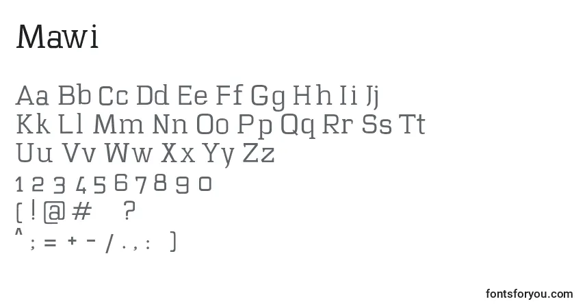 A fonte Mawi – alfabeto, números, caracteres especiais