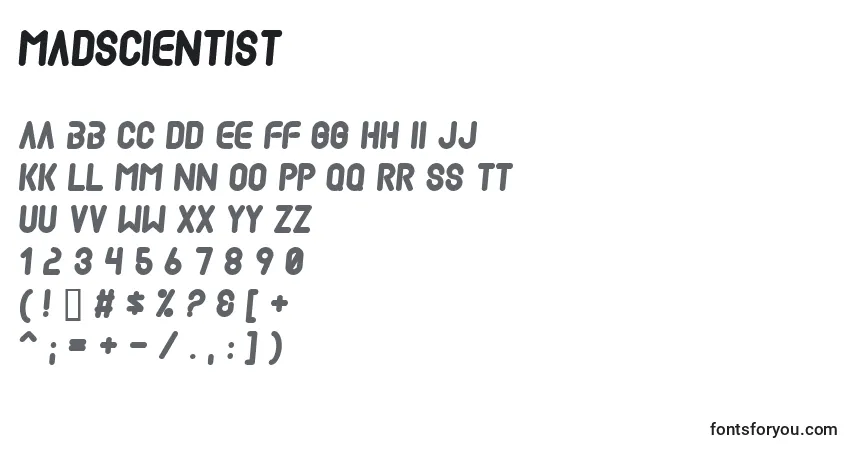 Шрифт Madscientist – алфавит, цифры, специальные символы