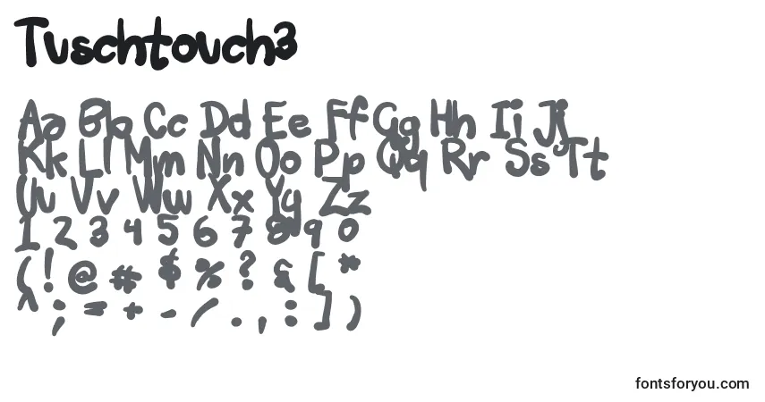 Czcionka Tuschtouch3 – alfabet, cyfry, specjalne znaki