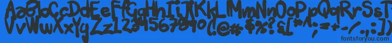 Tuschtouch3-Schriftart – Schwarze Schriften auf blauem Hintergrund