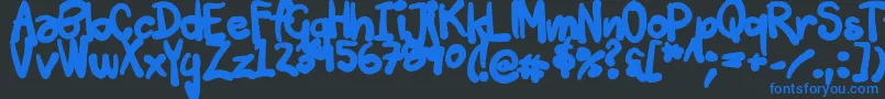 Tuschtouch3-Schriftart – Blaue Schriften auf schwarzem Hintergrund