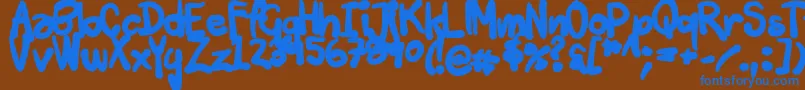 フォントTuschtouch3 – 茶色の背景に青い文字