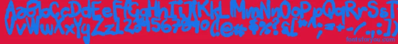 Tuschtouch3-Schriftart – Blaue Schriften auf rotem Hintergrund